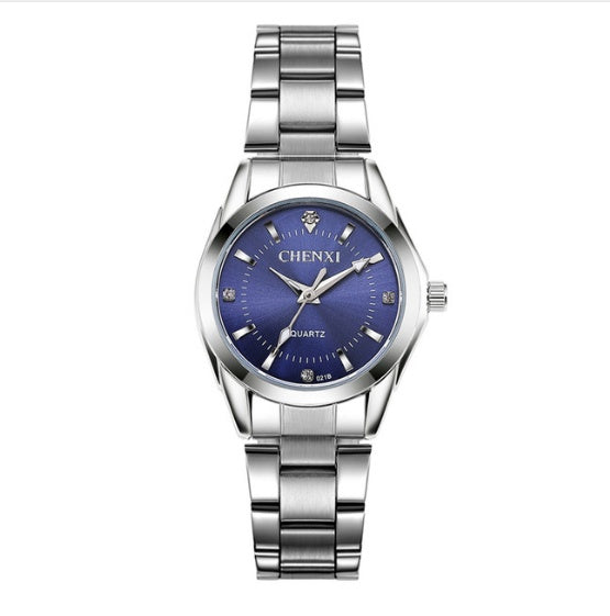 Luxury Crystal Dial Stainless Steel Quartz Watch for Women
