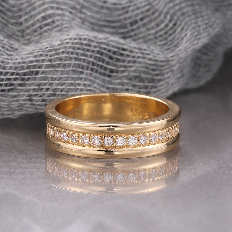 Gold Zircon Inlaid Geometric Fashion Ring