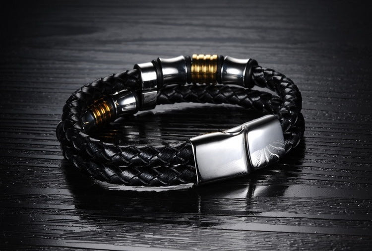 Men's Magnetic Braided Leather Bracelet