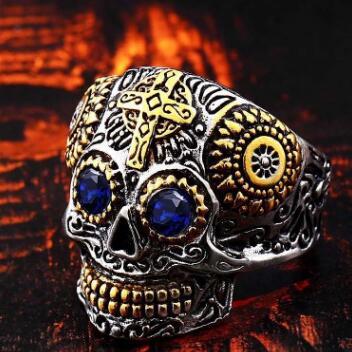 Vintage Cross Sugar Skull Ring