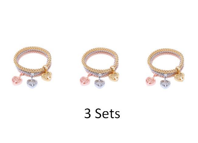 Tricolor Stretch Popcorn Chain Bracelet Set