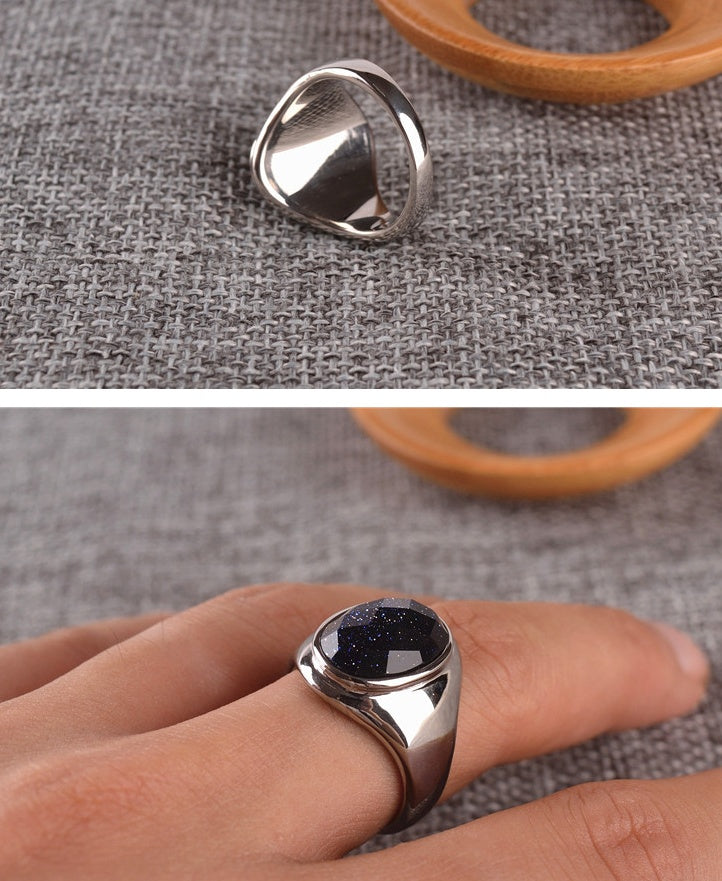 Men's Purple Sandstone Titanium Steel Ring