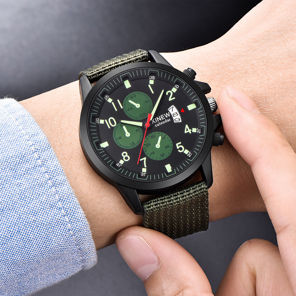 Men's Rugged Nylon Strap Military Sport Watch