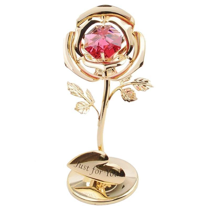 Captivating Red Crystal Gold Rose