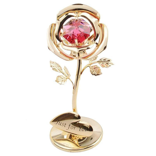 Captivating Red Crystal Gold Rose