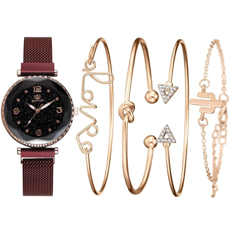 Stylish Quartz Watch & Bracelet Set for Women