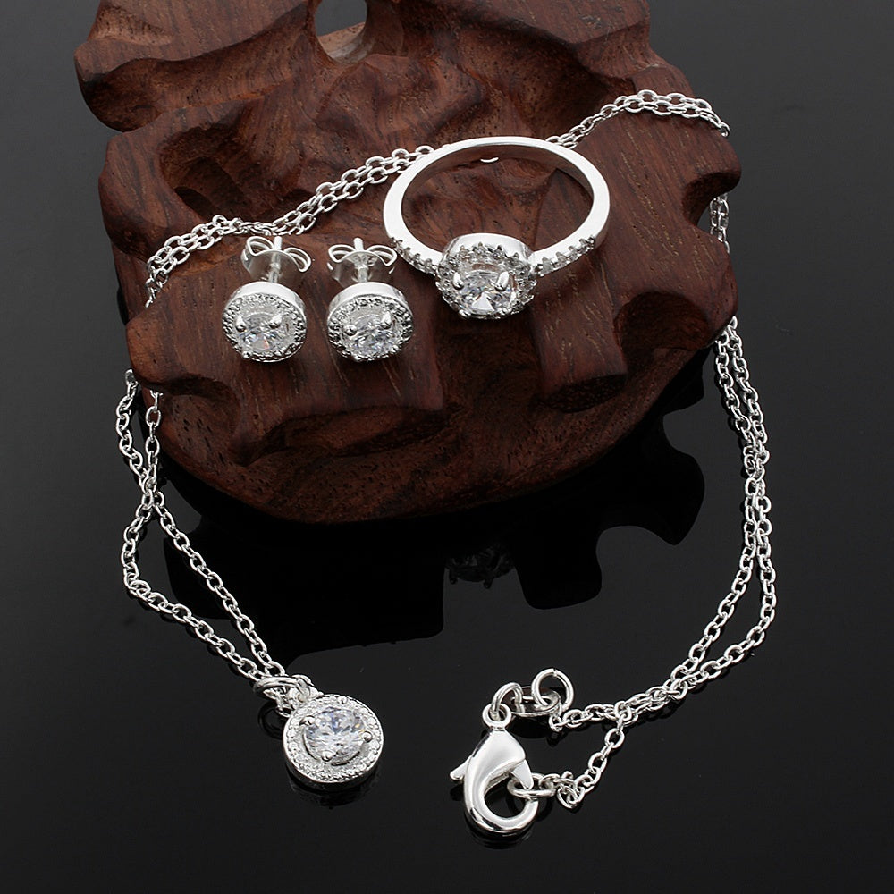 Elegant 925 Sterling Silver Zircon Jewelry Set