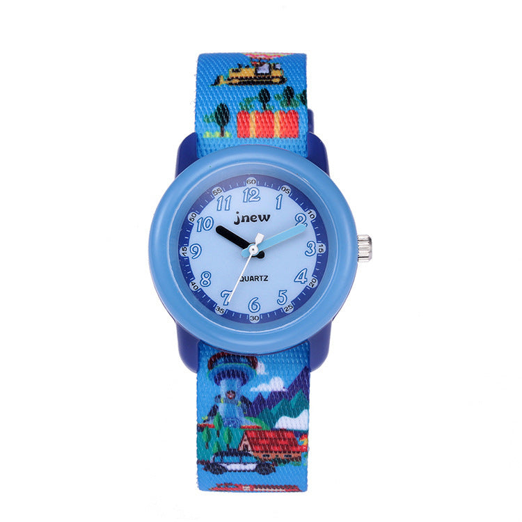 Waterproof Cartoon Kids' Quartz Watch with Ribbon Strap