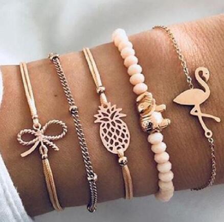 Celestial Charm Bead Chain Bracelet Set