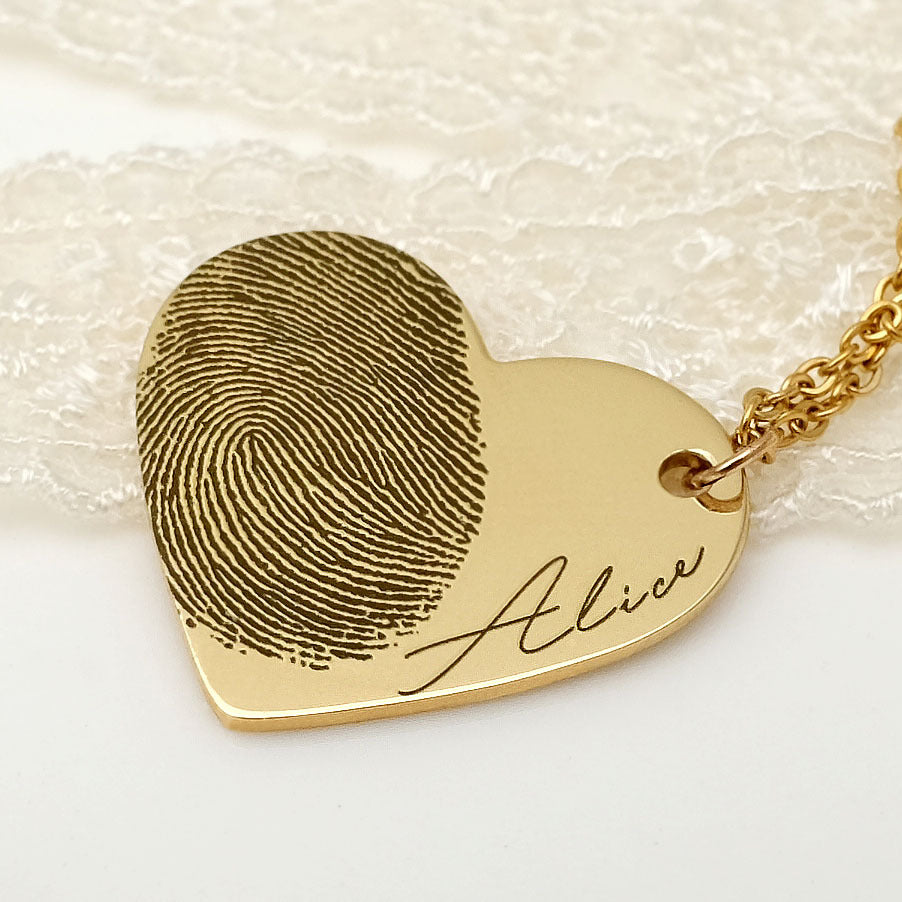 Personalized Fingerprint and Name Necklace
