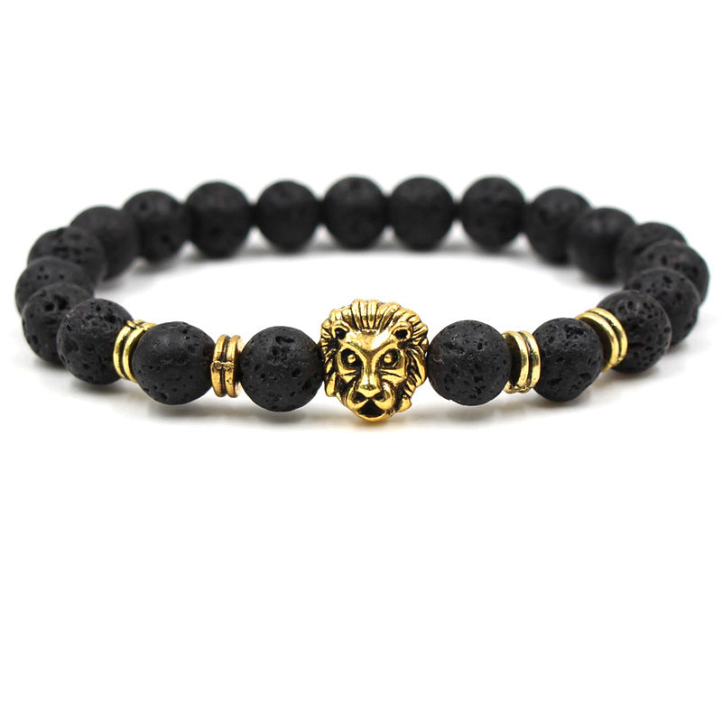 Majestic Lion Carved Stone Bracelet