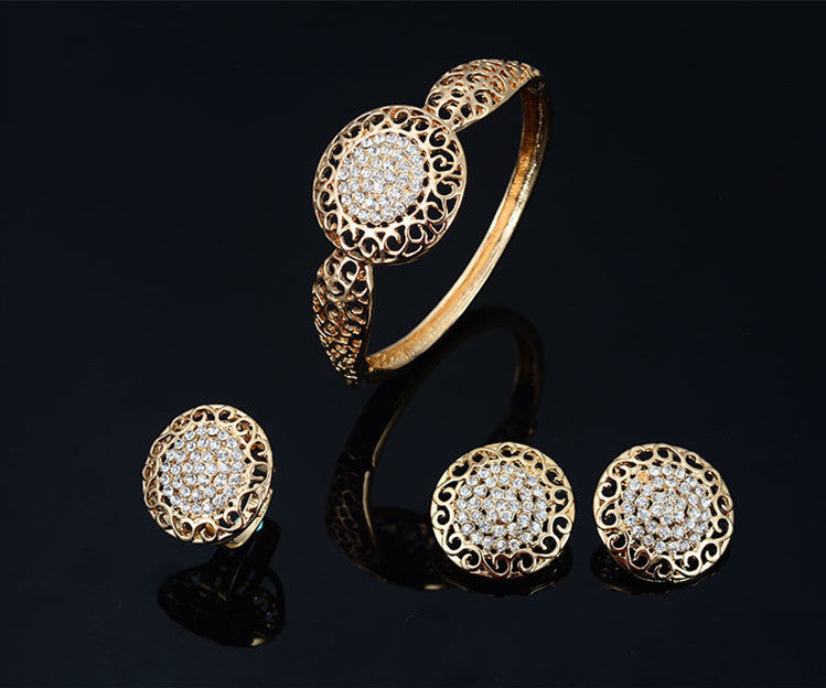 Luxury Rhinestone Four-Piece Jewelry Set