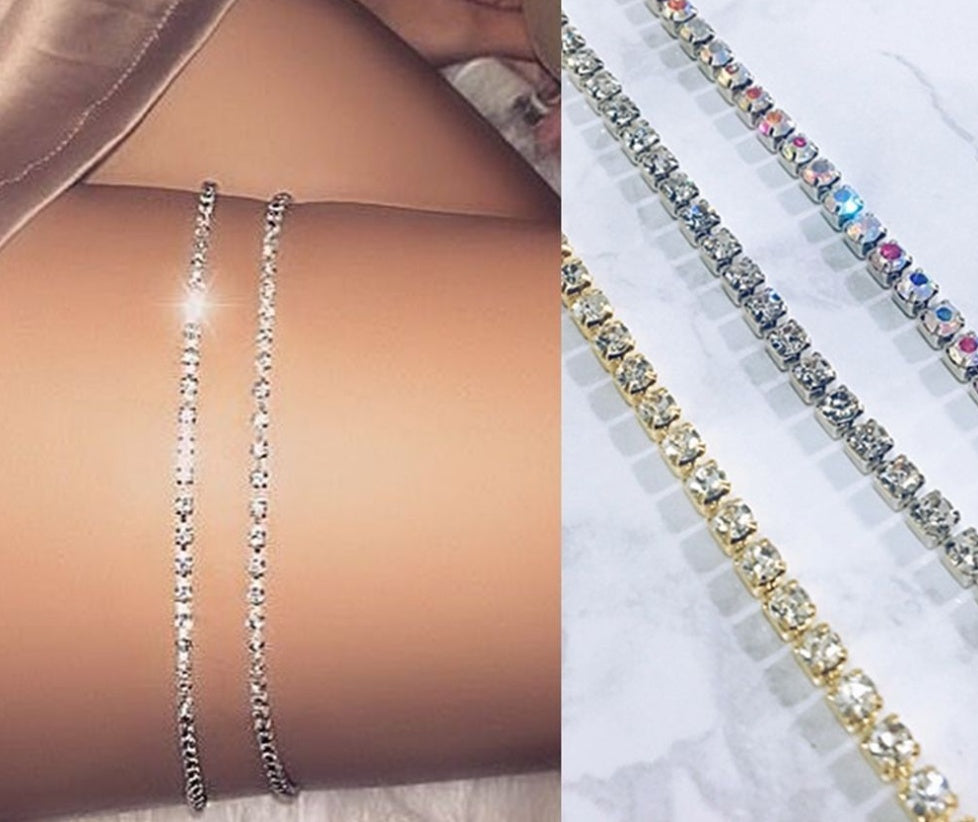 Rhinestone Thigh Leg Chain - Hip Hop Body Bikini Beach Strap
