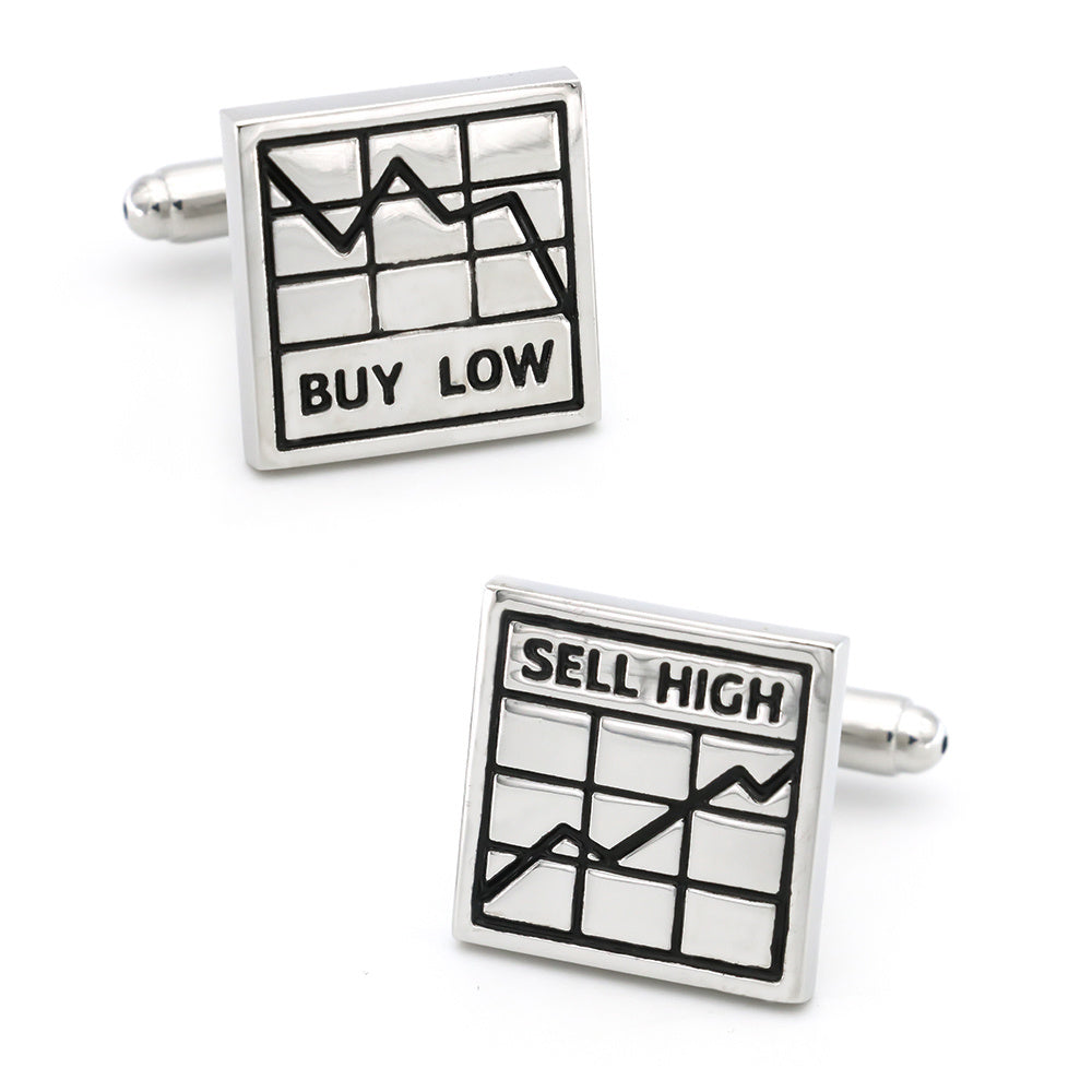 Engraved "Buy Low Sell High" Business Cufflinks