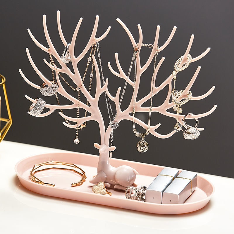 Antler Deer Jewelry Display Stand with Storage