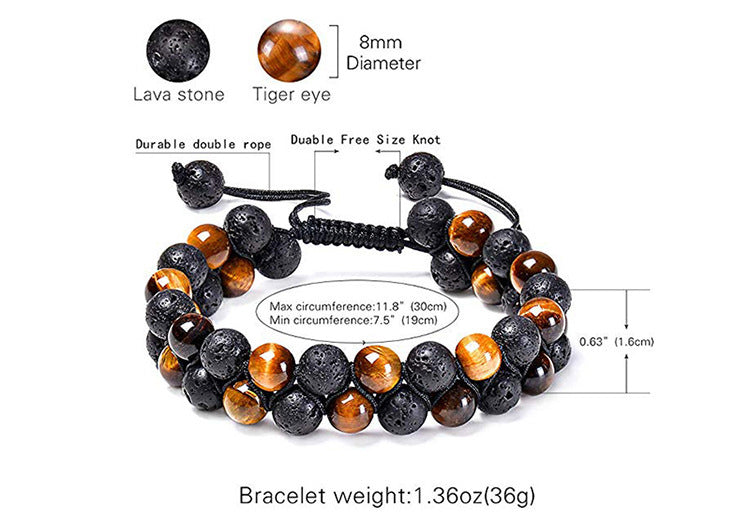 Striking Tiger Eye & Matte Black Agate Couple Bracelets