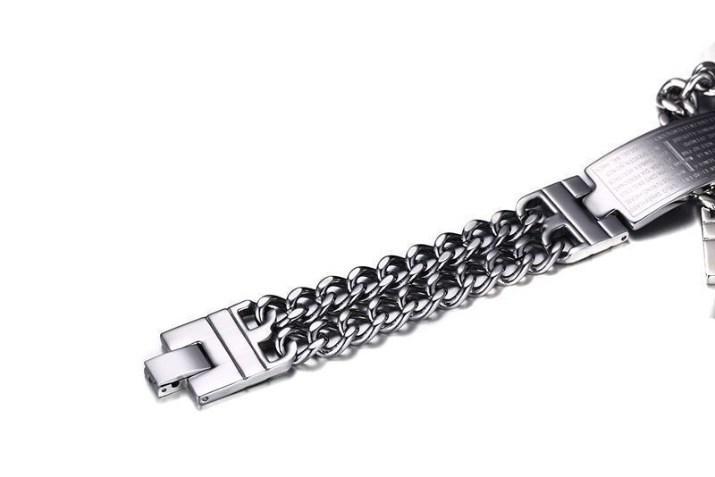 Men's Titanium Steel Cross Scripture Bracelet