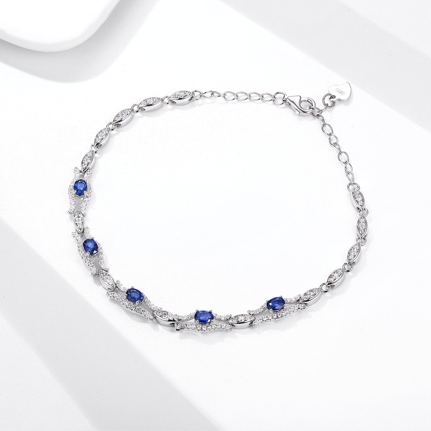 Natural Sapphire Gem Bracelet Platinum Gold Sterling Silver