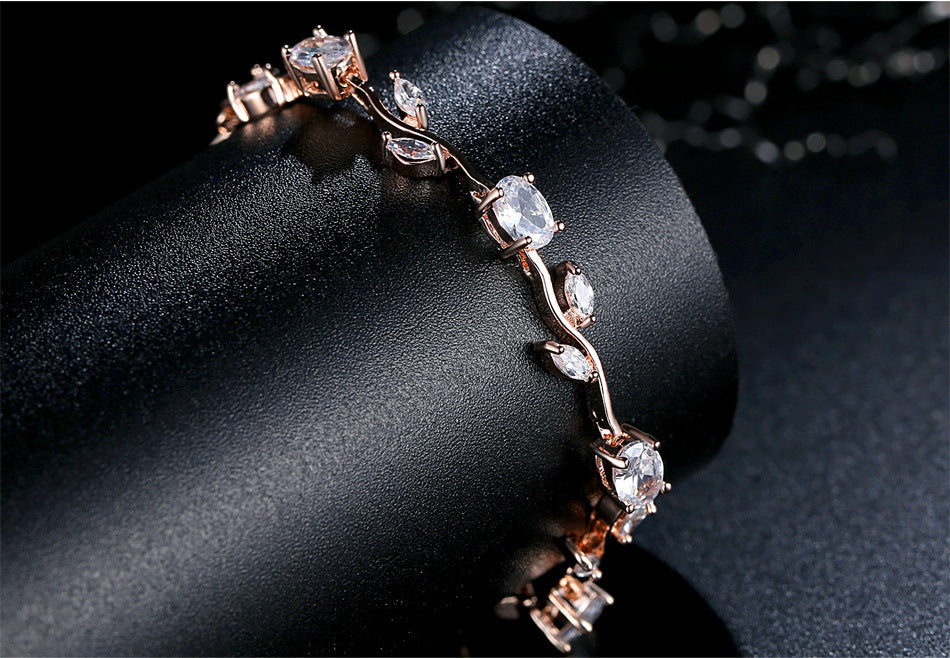 Radiant Rose Gold Plated Crystal Ladies Bracelet