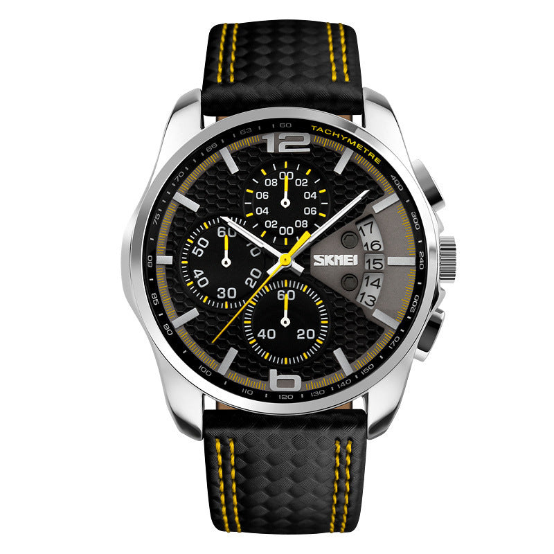 Men's Leather Quartz Sports Watch