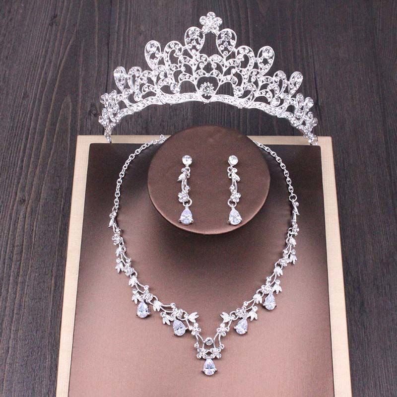 Rhinestone Bridal Crown and Jewelry Set