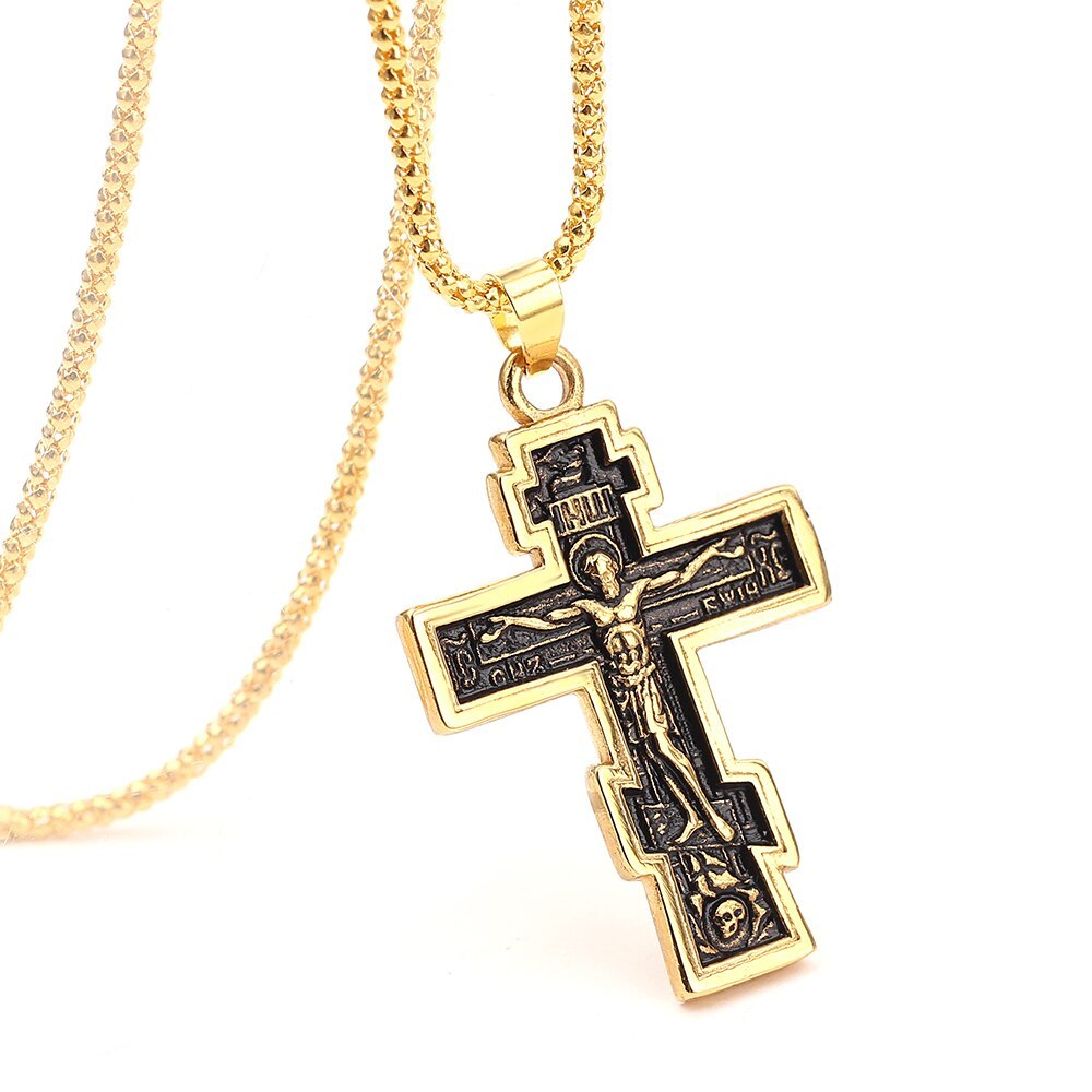 Elegant Two-Tone Cross Pendant Necklace