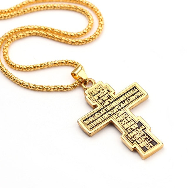 Elegant Two-Tone Cross Pendant Necklace