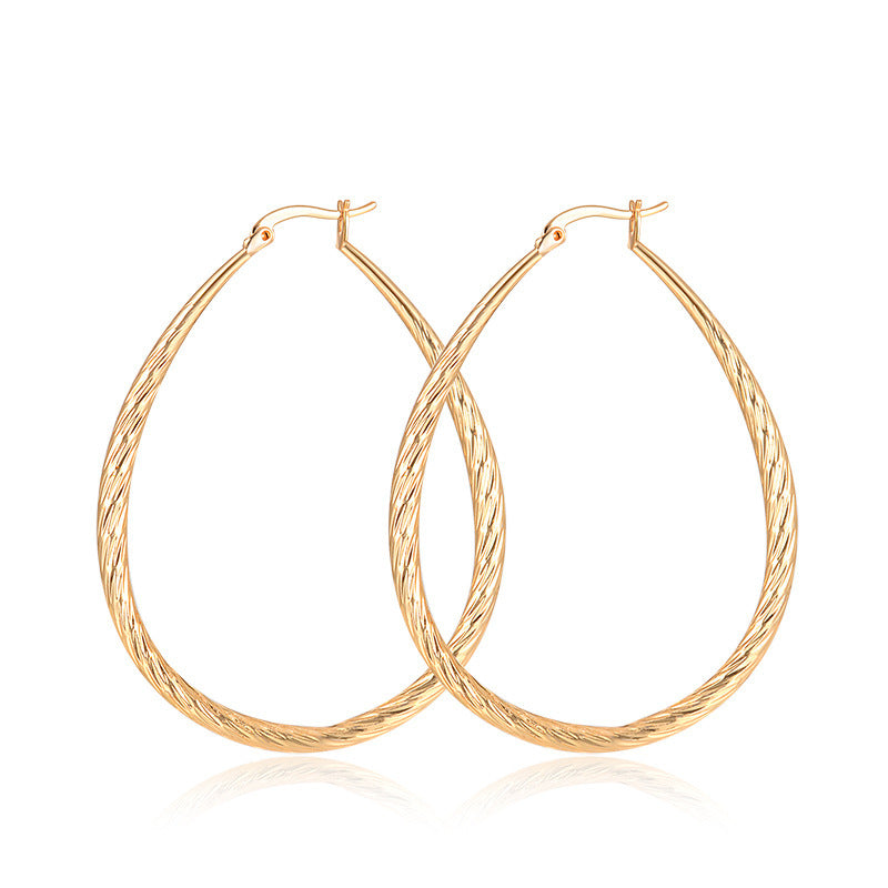 Golden Textured Frosted Drop Earrings