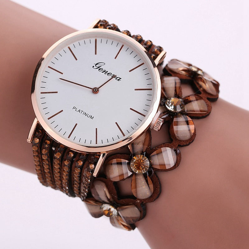 Sparkling Floral Quartz Wristwatch