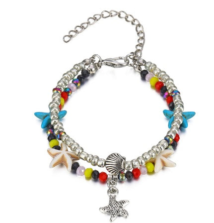 Retro Bohemian Beach Anklet with Ocean Charms