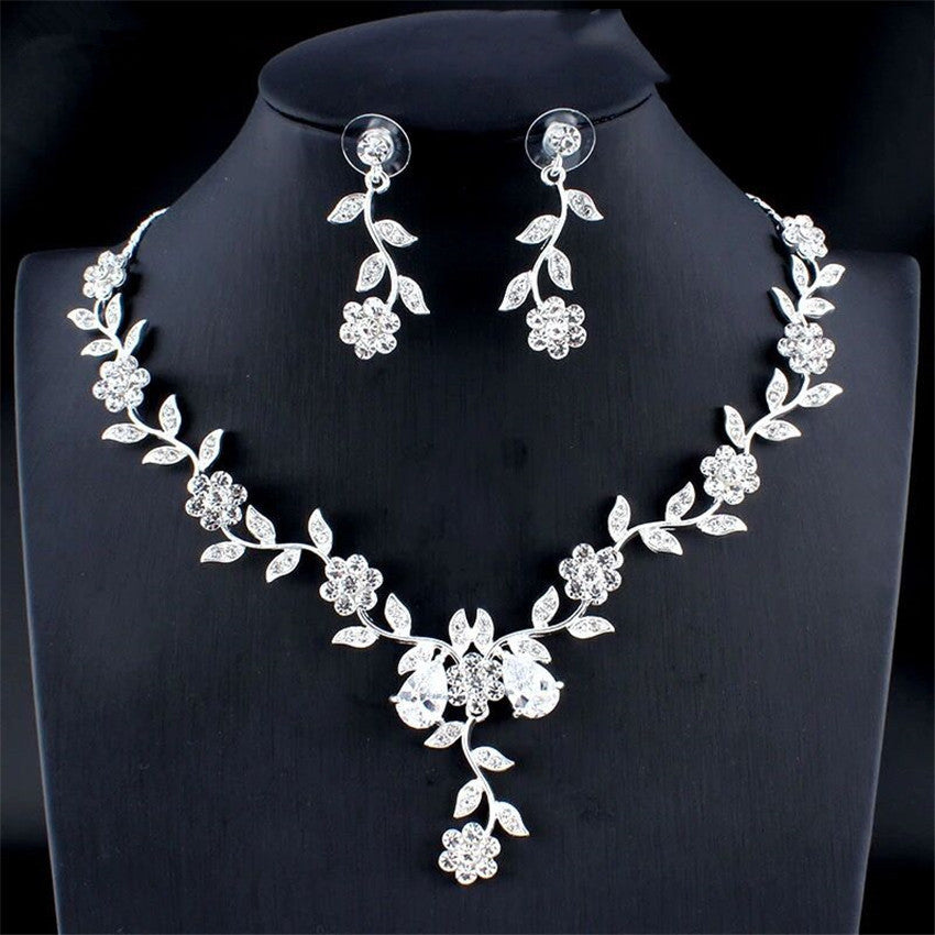 Golden Zircon Bridal Jewelry Two-piece Set