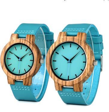 Natural Ebony & Leather Couple's Watch