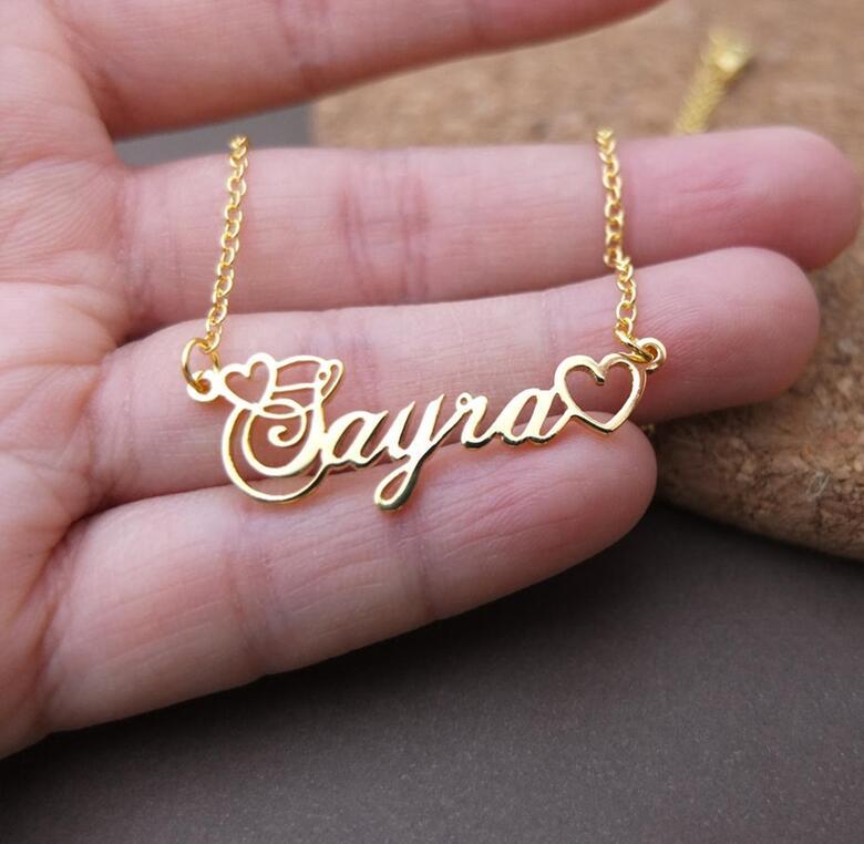 Custom Double Heart Name Necklace