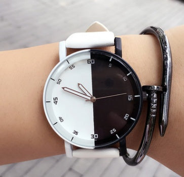 Contemporary Black & White Quartz Watch
