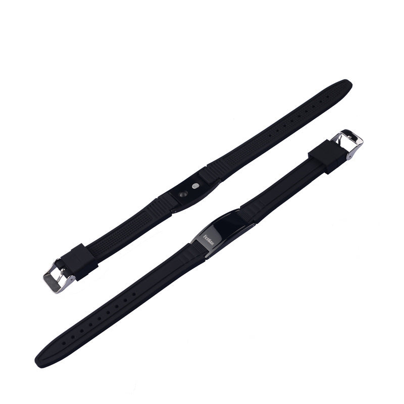 Adjustable Black Silicone Men's Bracelet with Stainless Steel Clasp