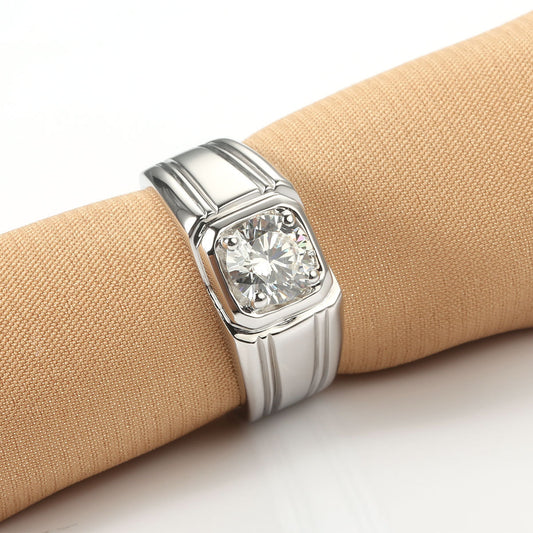 Sterling Silver White Gold-Plated Moissanite Solitaire Ring - 4.00 Ct Round Cut