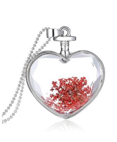 Heart Shaped Glass Pendant Necklace