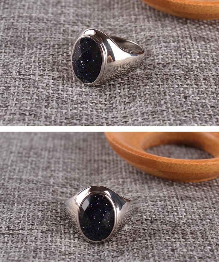 Men's Purple Sandstone Titanium Steel Ring