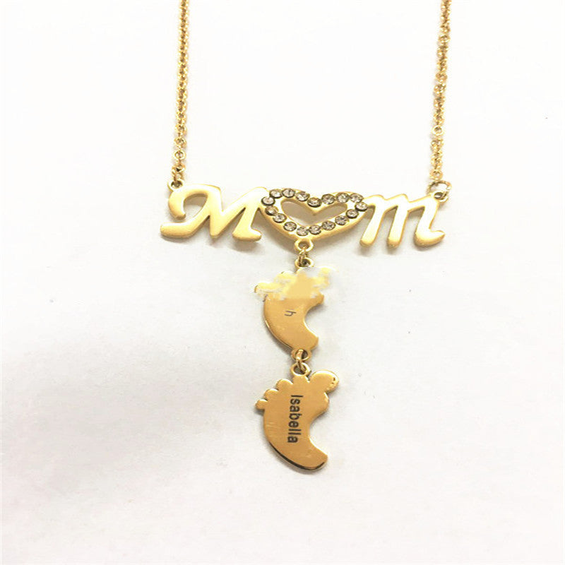 Personalized Mom Necklace with Baby Feet