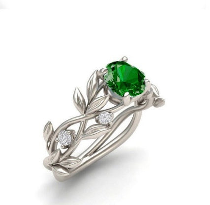 Leaf Design Zircon Princess Ring