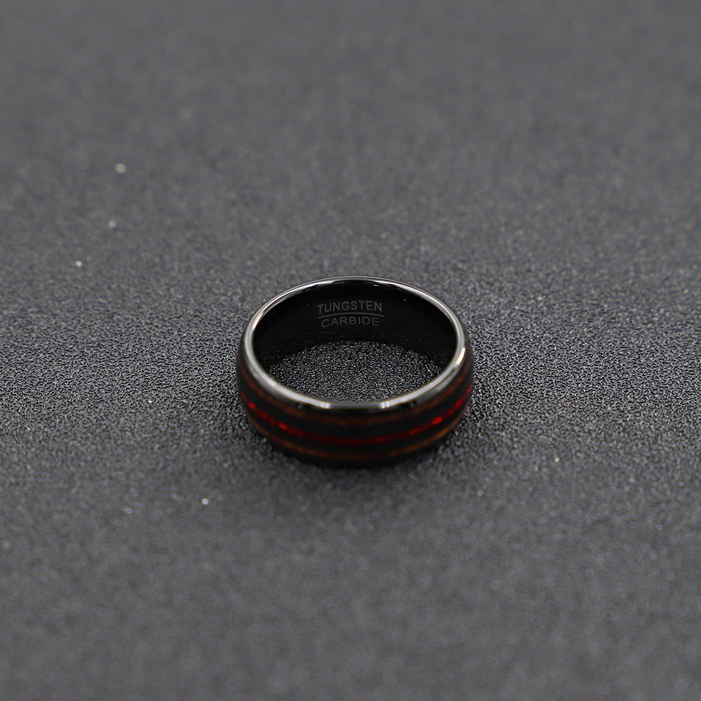 Polished Wood Grain Tungsten Carbide Promise Band