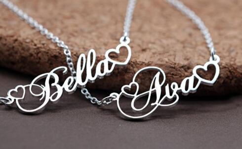 Custom Double Heart Name Necklace