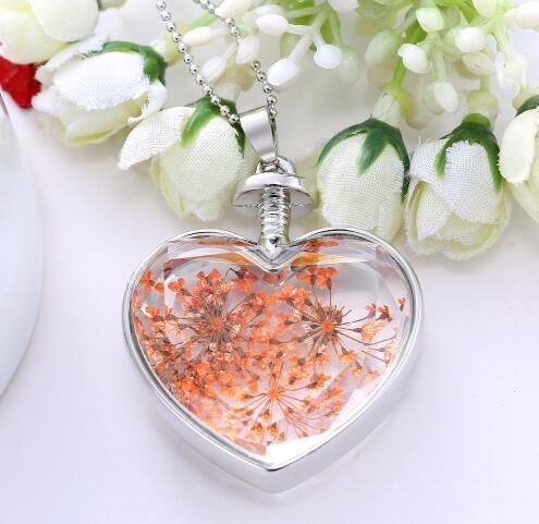 Heart Shaped Glass Pendant Necklace