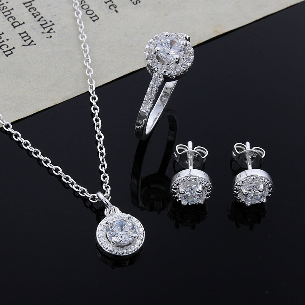 Elegant 925 Sterling Silver Zircon Jewelry Set