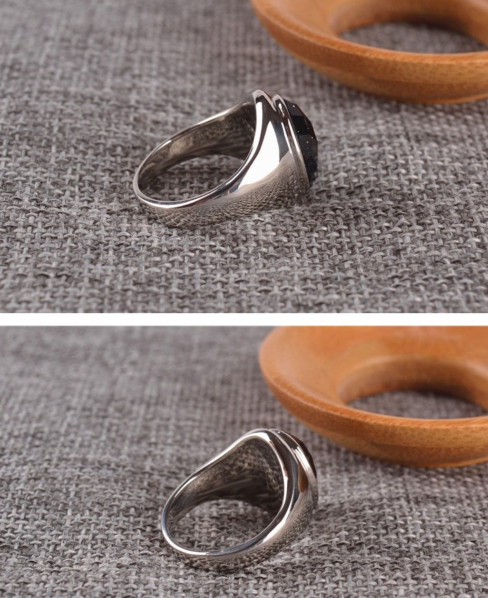 Men's Purple Sandstone Titanium Steel Ring
