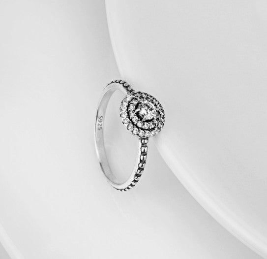 Gold-Plated 925 Sterling Silver Diamante Ring with Zircon Accents