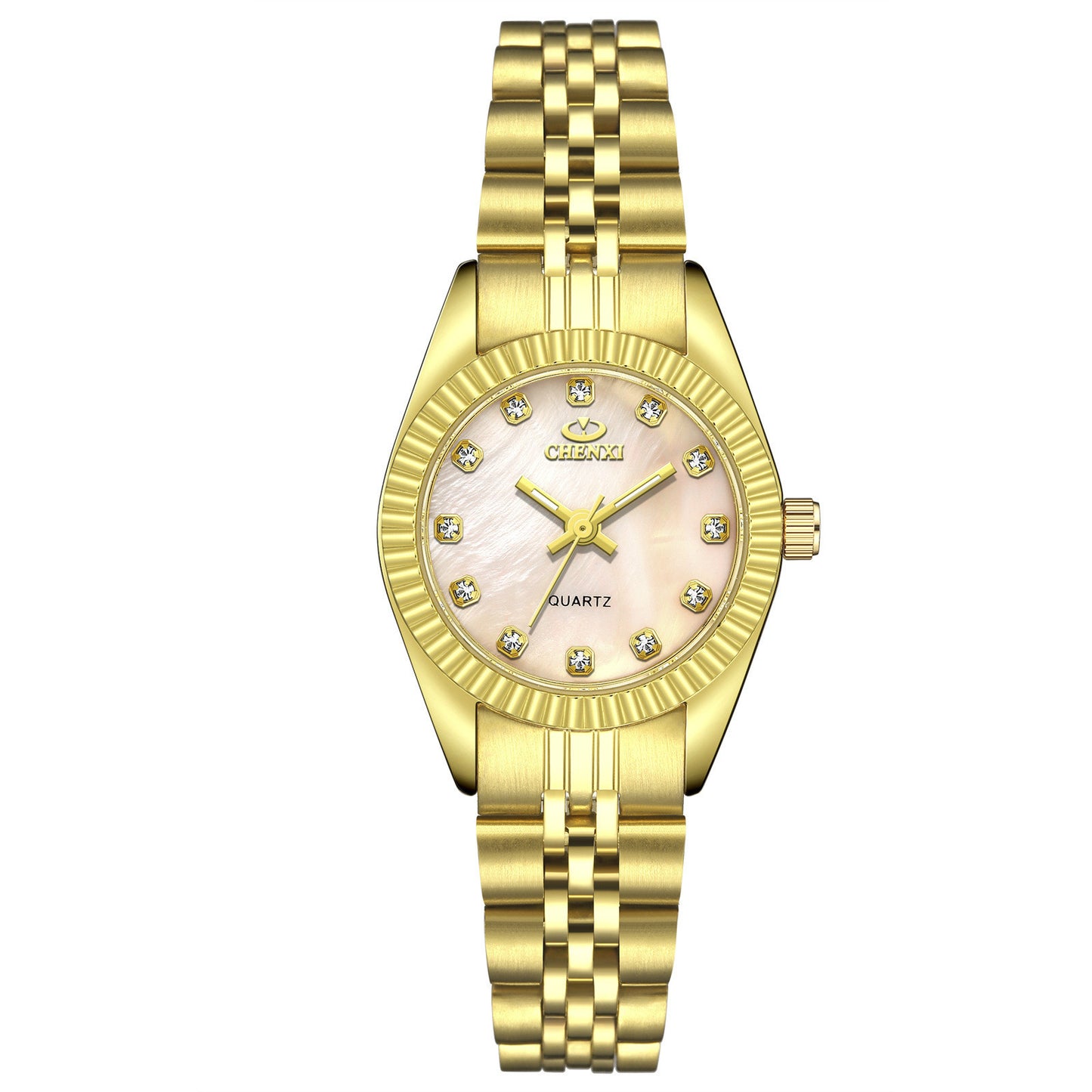 Elegant Golden Stainless Steel Couple Watch