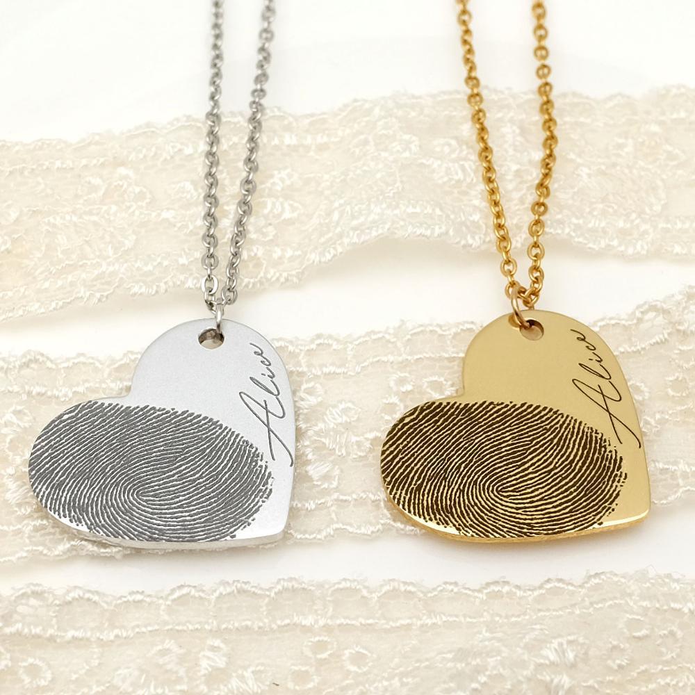 Personalized Fingerprint and Name Necklace