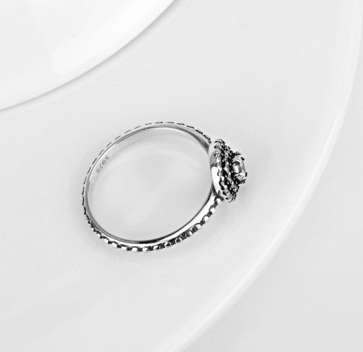 Gold-Plated 925 Sterling Silver Diamante Ring with Zircon Accents