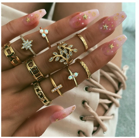 Gold Boho & Vintage Stackable Ring Set